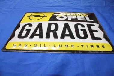 ALTOPELHILFE -  Blechschild " Opel Garage", geprägt