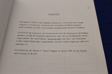 Werkstatthandbuch "Sprint" für Rekord C