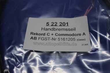 Handbremsseil Rekord/Commodore "Oese"