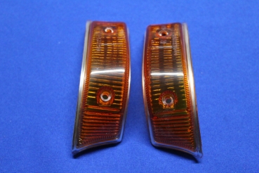Pair of Front Indicator Lenses yellow with Chrome