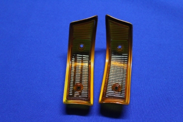 Pair of Front Indicator Lenses yellow with Chrome