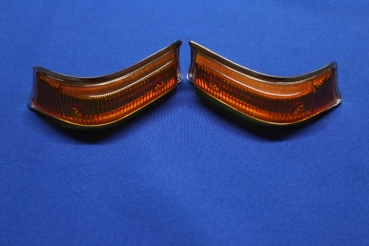Pair of Front Indicator Lenses yellow with Chrome