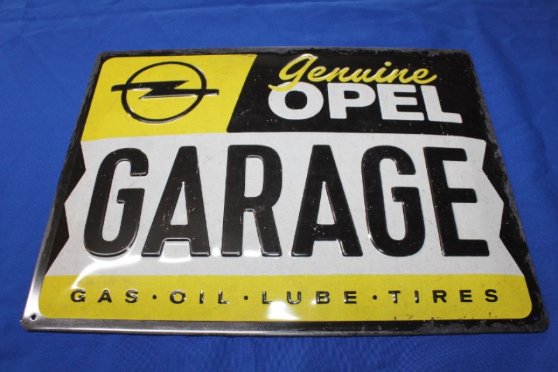 ALTOPELHILFE -  Blechschild " Opel Garage", geprägt