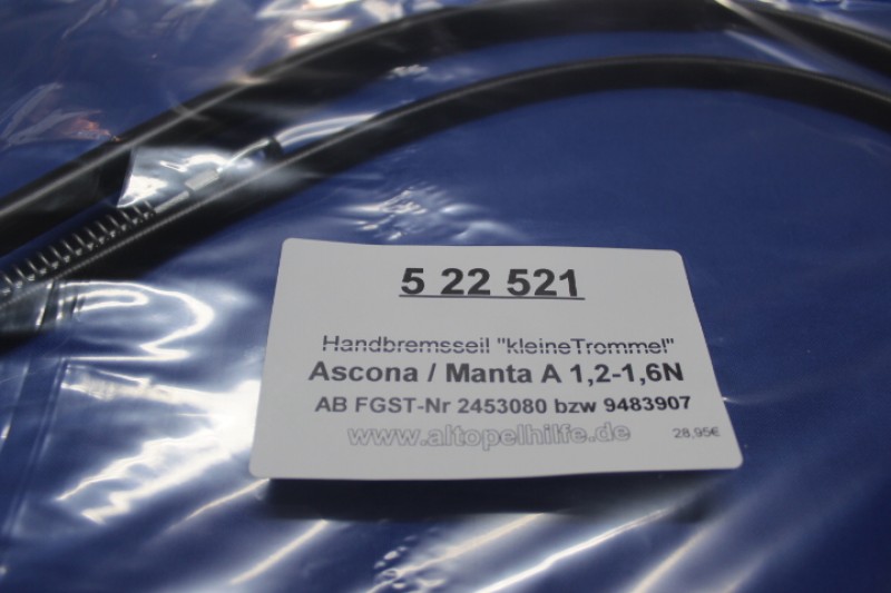 Hand Brake Cable Ascona/Manta A 1,2 + 1,6N