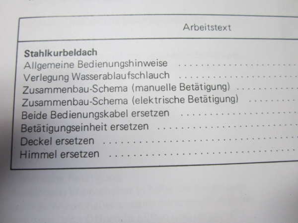 Werkstatthandbuch Stahlschiebedach